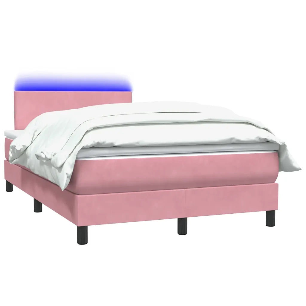 Letto a Molle con Materasso e LED Rosa 120x220 cm in Velluto 3316736