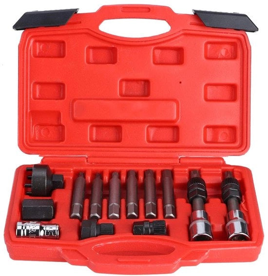 Set di chiavi a bussola 13 pezzi - Kit di assistenza per alternatore - Duraturo e multifunzionale - Inclusa scatola di trasporto - Ideale per il mantenimento auto ...