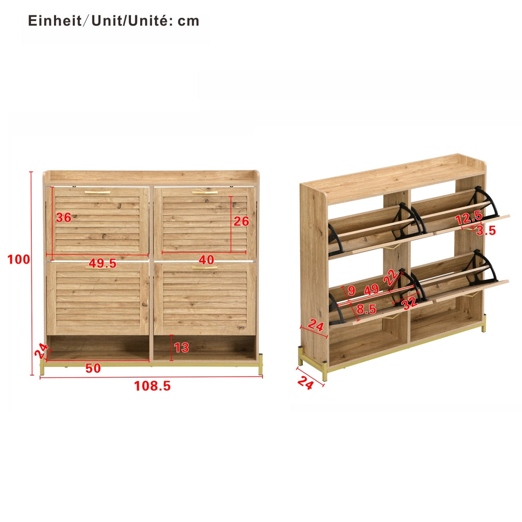 SCARPIERA 4 ante 108,5x24x100 cm MDF colore legno e metallo