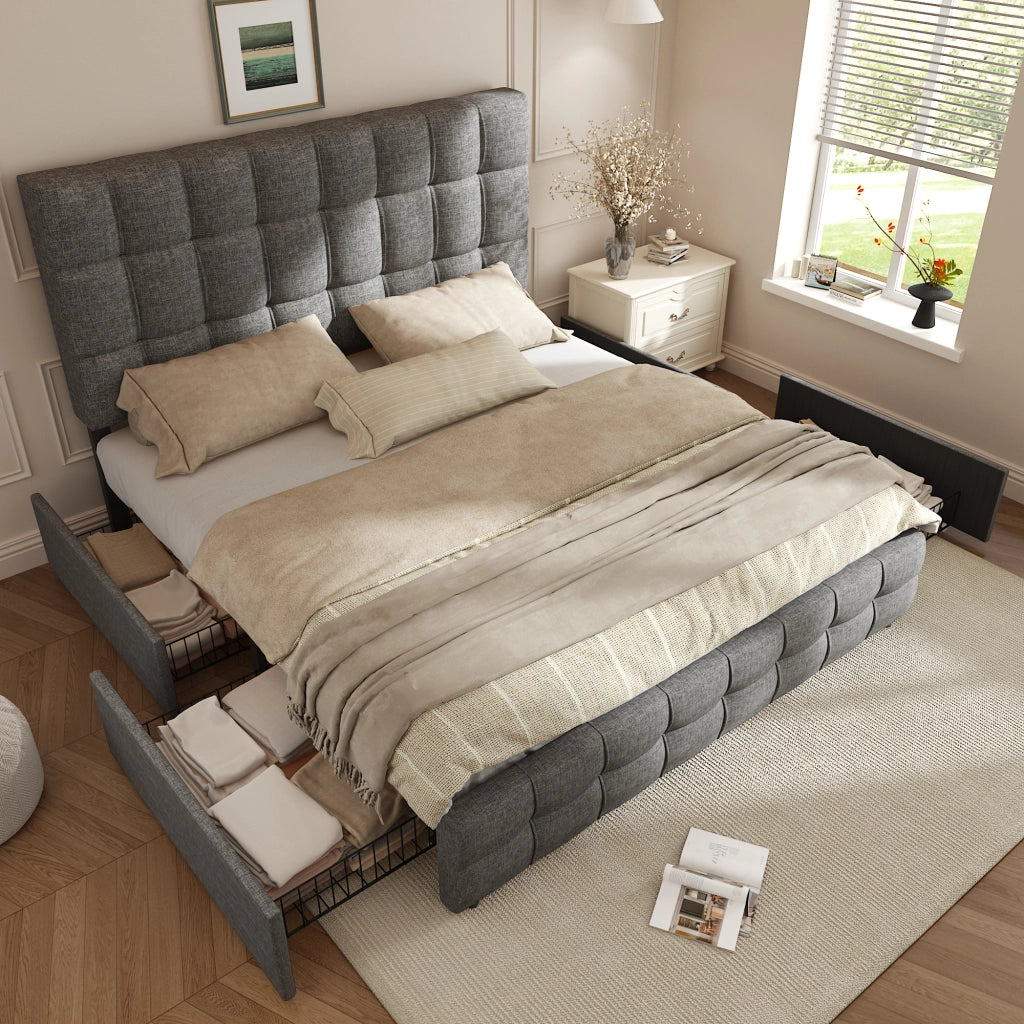 Letto matrimoniale contenitore 140x200 cm grigio