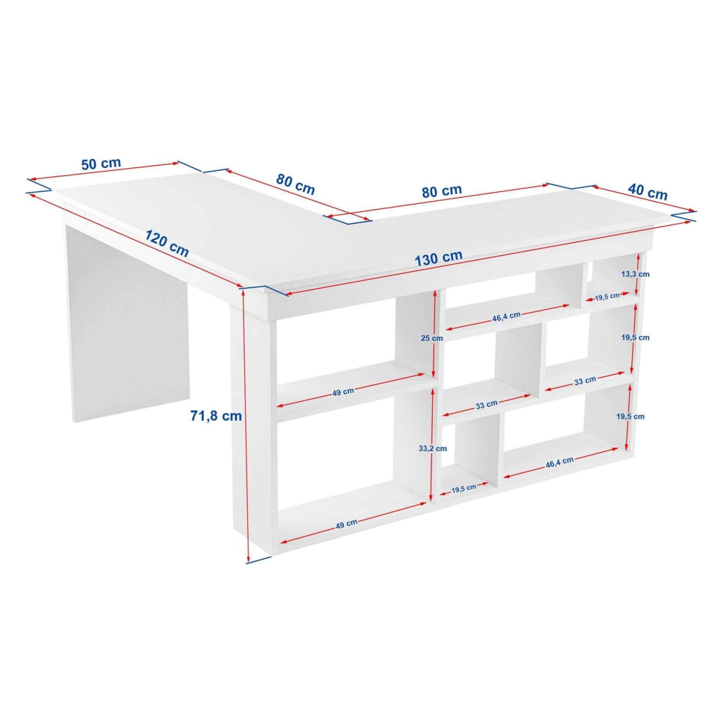 Altin, Scrivania Angolare, 130x120x72h cm Bianco