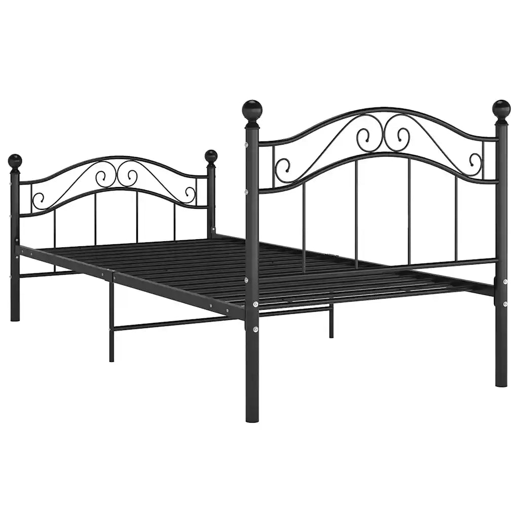 Letto singolo | Letto per adulti | Giroletto Nero in Metallo 90x200 cm