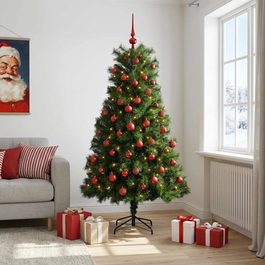 Albero di Natale artificiale con rami snodati e palline 240 cm 3466901