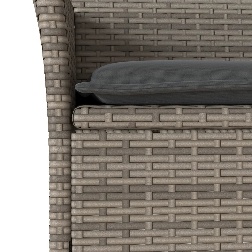 Set da Bistr¨° 3 pz | Set Salotto da Giardino con Cuscini Grigio Polyrattan e Vetro