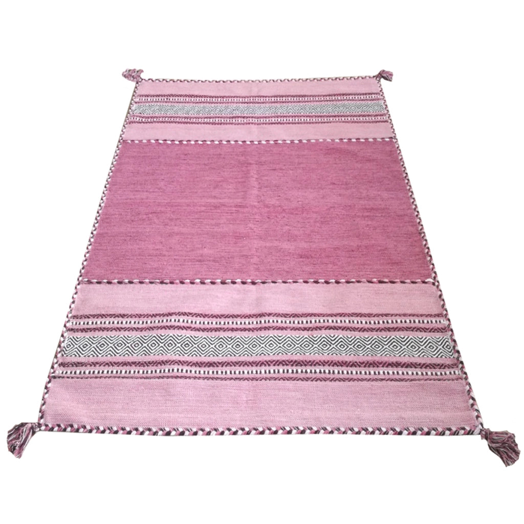 Tappeto ANTIQUE KILIM ROSA cm.60x280 tessuto a mano in cotone e ciniglia