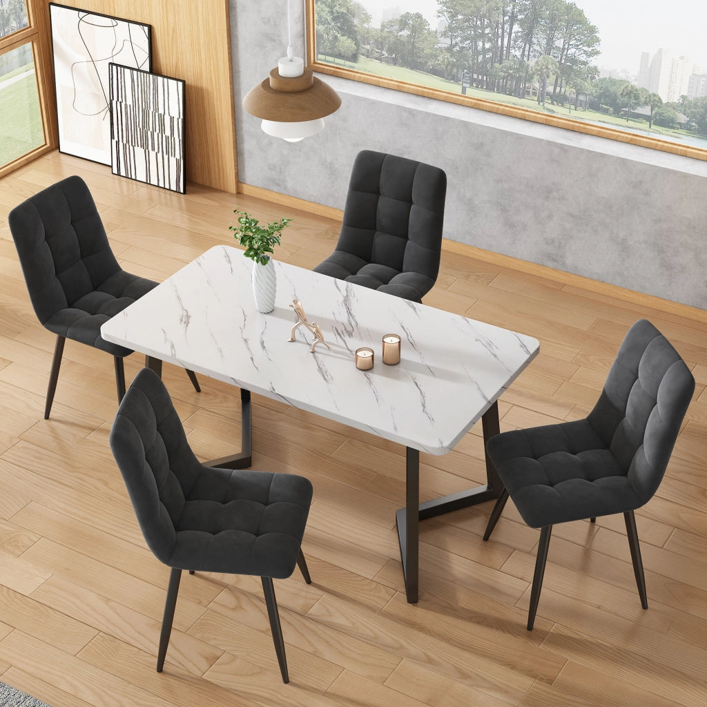 SEDIA da pranzo imbottita 44x41x86 cm grigio Set da 4 pezzi