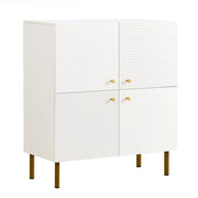 Madia con maniglie in lega di zinco e gambe in acciaio per soggiorno e ingresso; in MDF; bianco; 80×36×90 cm