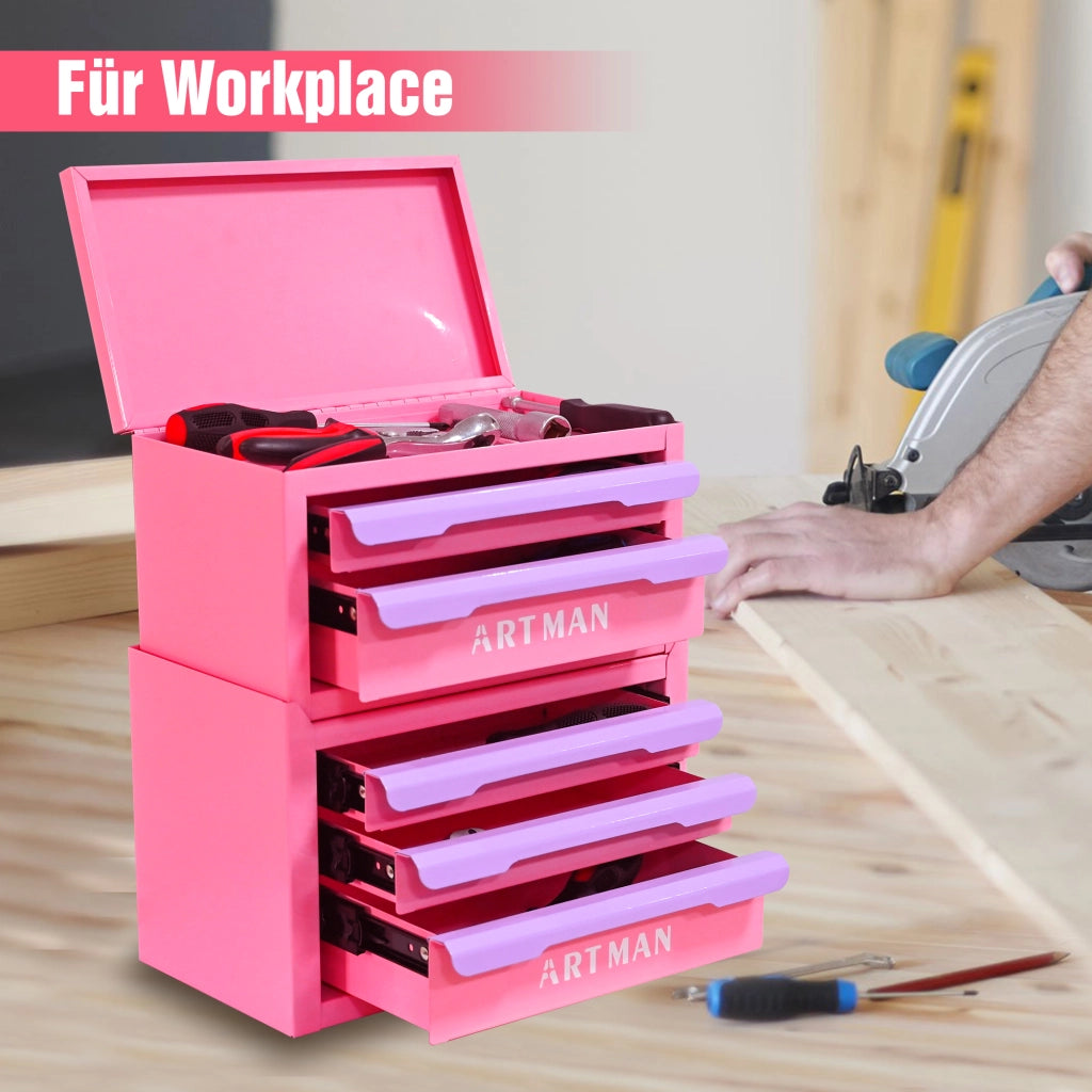 Cassettiera organizer a 5 cassetti in acciaio laminato a freddo rosa e viola per cosmetici e ufficio