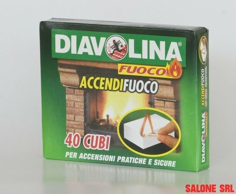 24 CONF.DIAVOLINA ACCENDIFUOCO 40 CUBETTI PER BARBECUE CAMINI STUFE