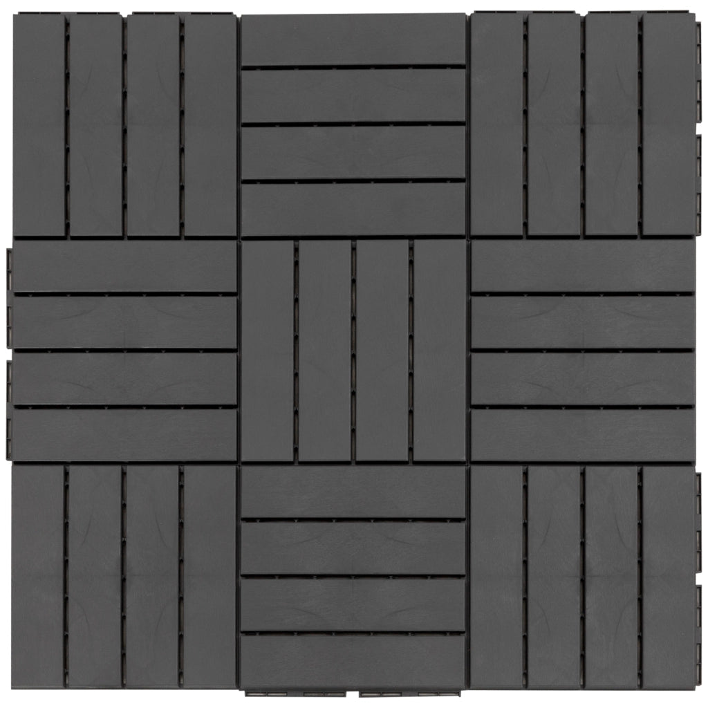 Piastrelle a Incastro per Terrazza e Balcone 30 x 30 cm Set da 9 Pezzi 0,81 m² Pavimentazione da Esterno con Drenaggio in Plastica Nero
