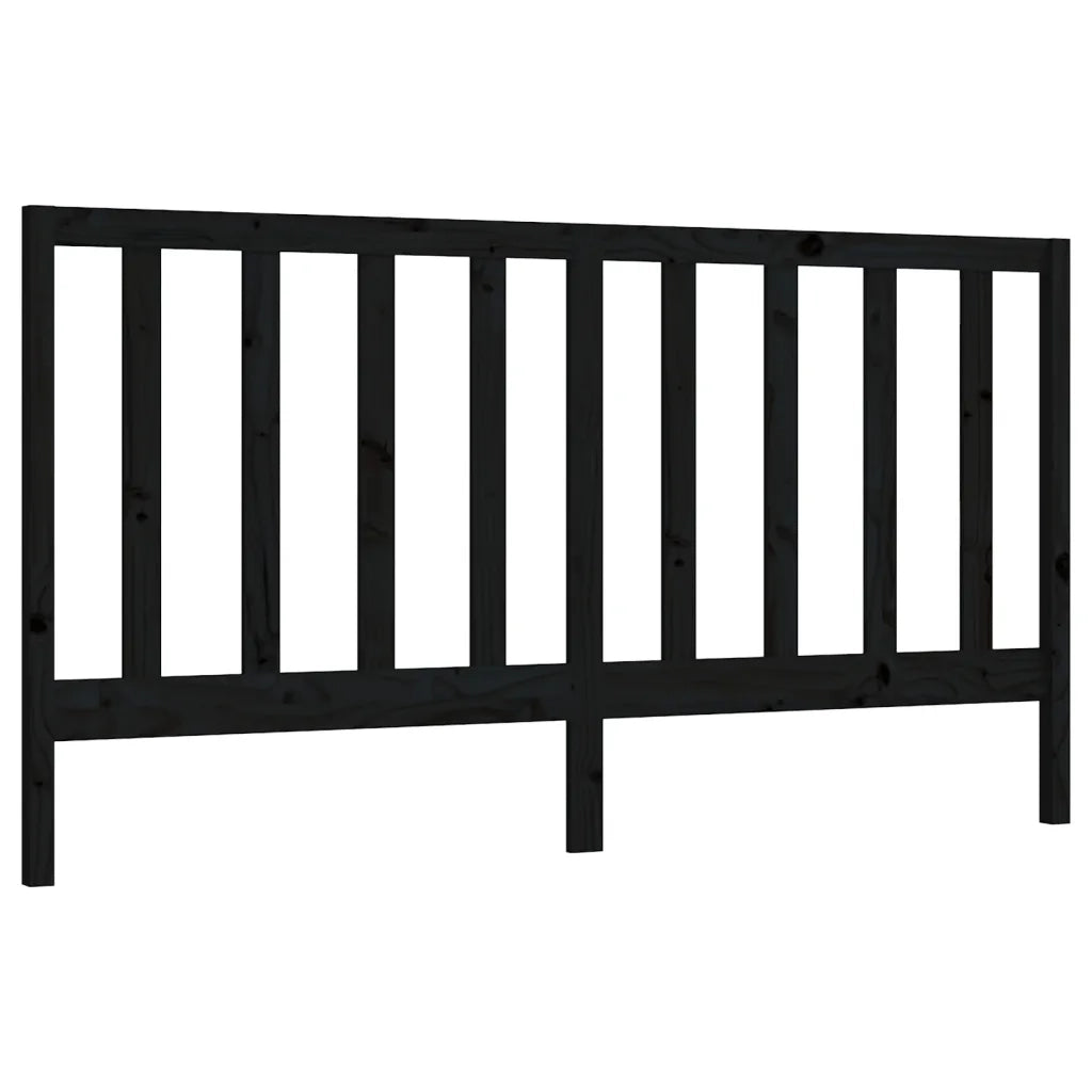 Testiera per Letto Nera 186x4x100 cm in Legno Massello di Pino