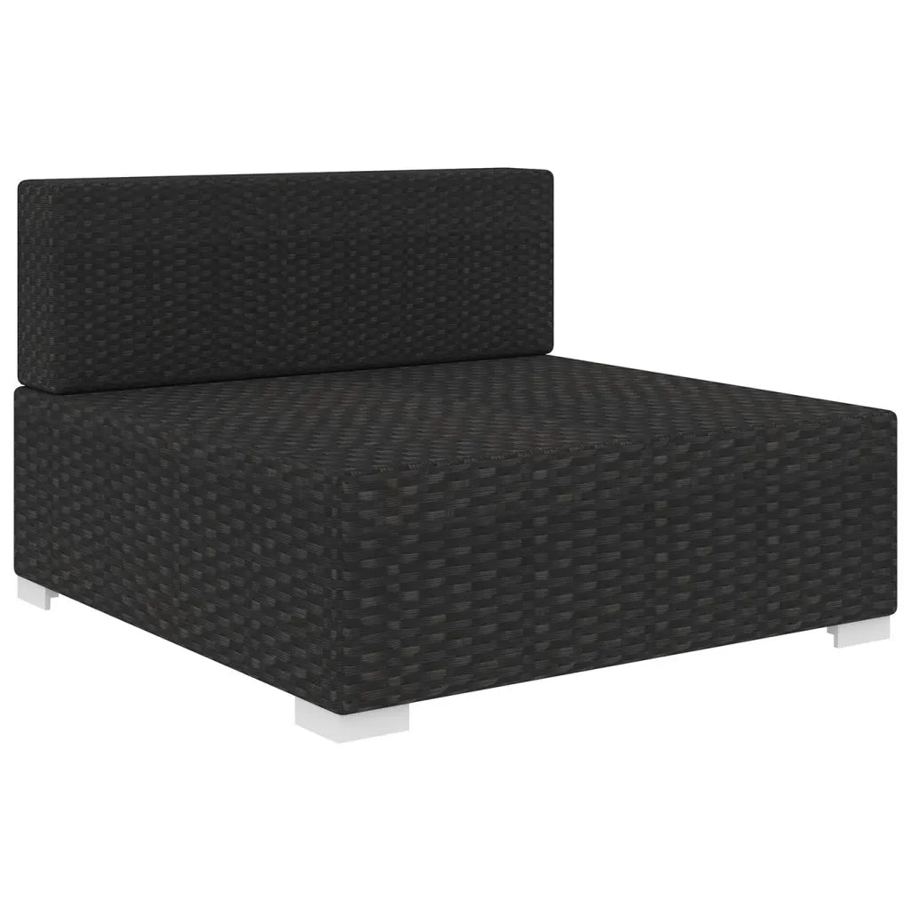 Sedia da Giardino Modulare con Cuscini in Polyrattan Nero