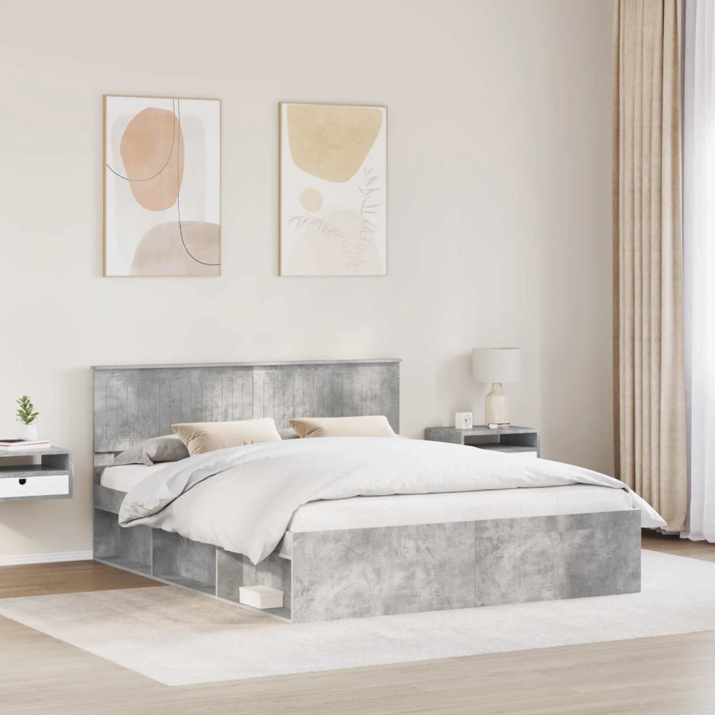 Letto matrimoniale | Letto per adulti | Struttura del letto Calcestruzzo 160 x 200 cm Pino massello