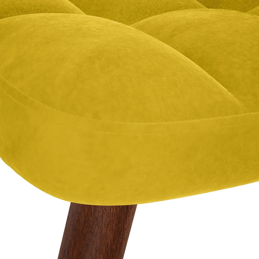 Divano Sedia-Poltrona Relax con Sgabello in Velluto Giallo