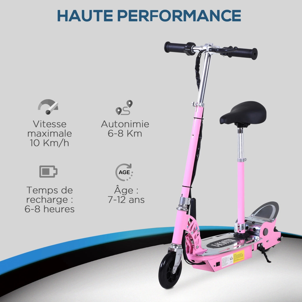 Monopattino Elettrico Pieghevole per Bambini 7-12 Anni ¨C Xylo ¨C 120W Rosa Manubrio Regolabile