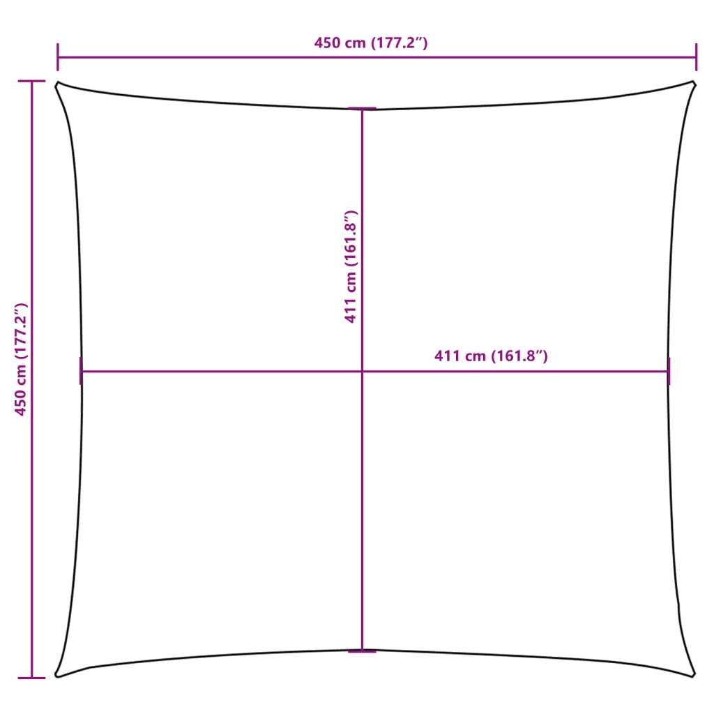 Vela Parasole in Tela Oxford Quadrata 4,5x4,5 m Antracite 135085