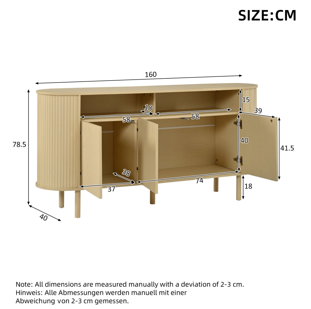 Credenza moderna 160 cm con 3 ante effetto onda