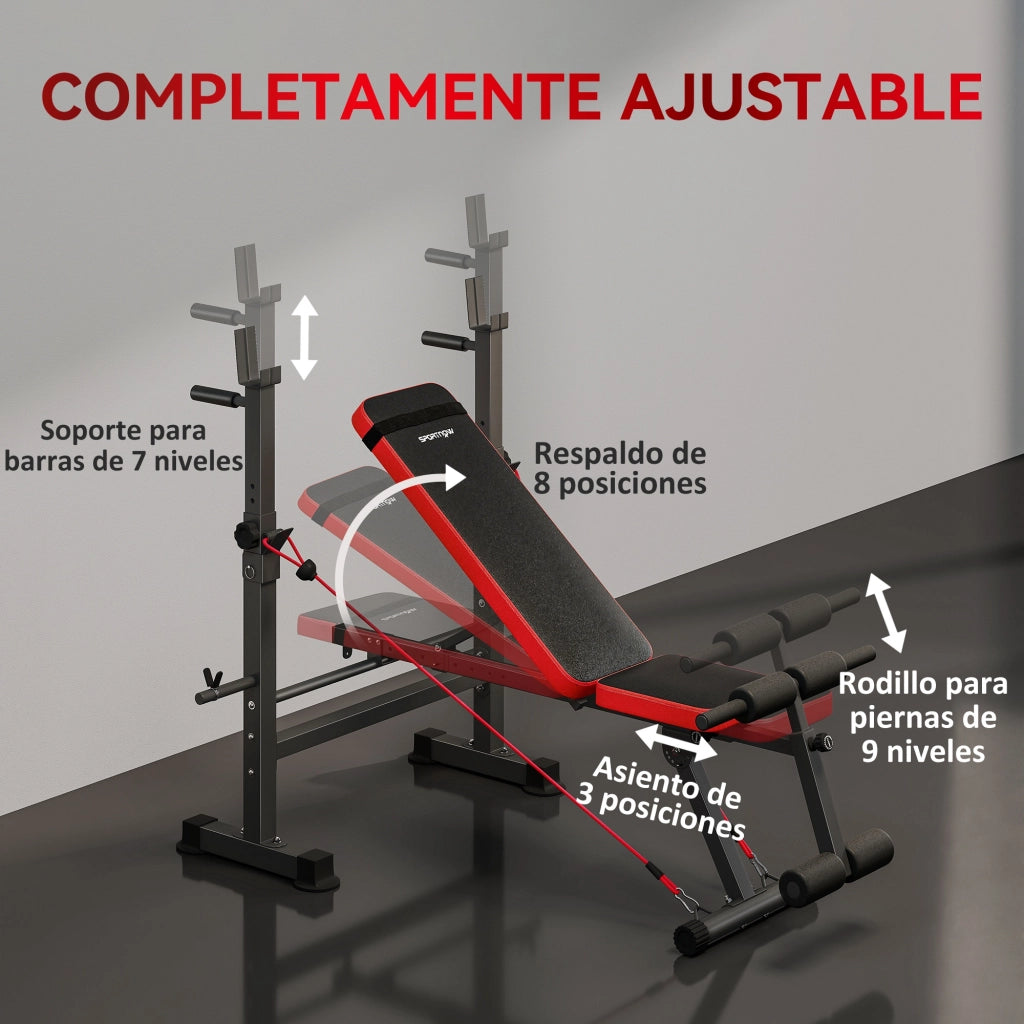 Banco da Palestra Multifunzionale ¨C zephmum ¨C Aggiustabile con Supporto per Barra e Schienale Regolabile