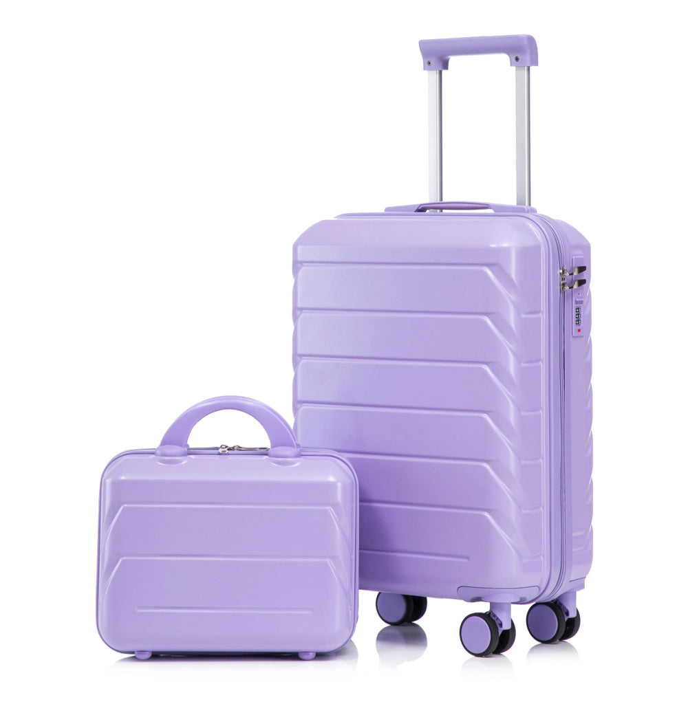 Set valigia rigida 37x21x55 cm in ABS blu-viola con vanity –