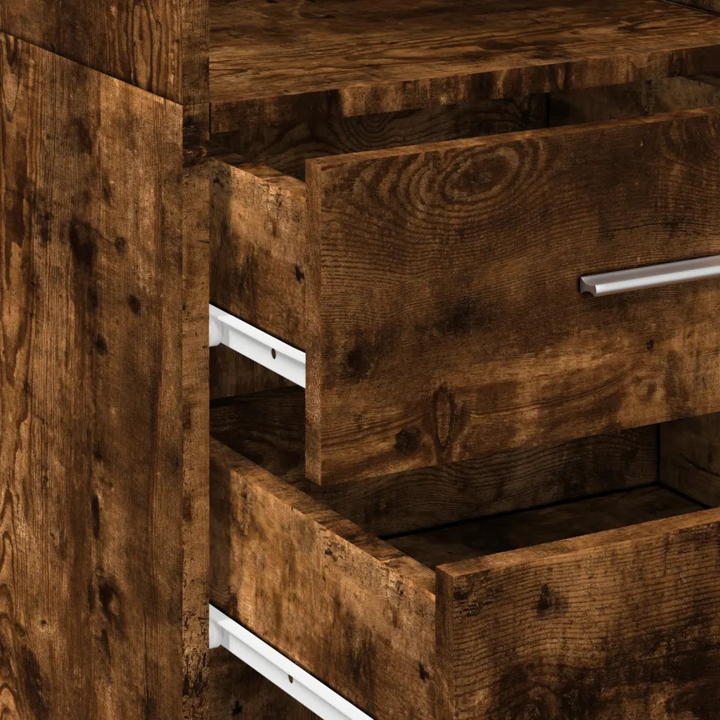 Credenza-Buffet-Armadio da cucina Rovere Fumo 40x42,5x185 cm in Legno Multistrato 889777