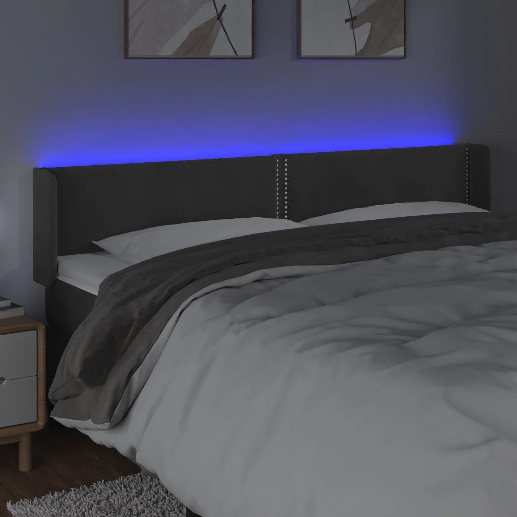 Testiera a LED Grigio Scuro 183x16x78/88 cm in Velluto 3123157