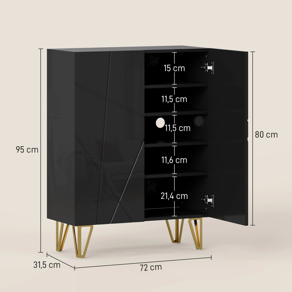 Armadio per scarpe con 2 ante e 3 ripiani regolabili ¨C Minimal ¨C 72x31.5x95 cm nero