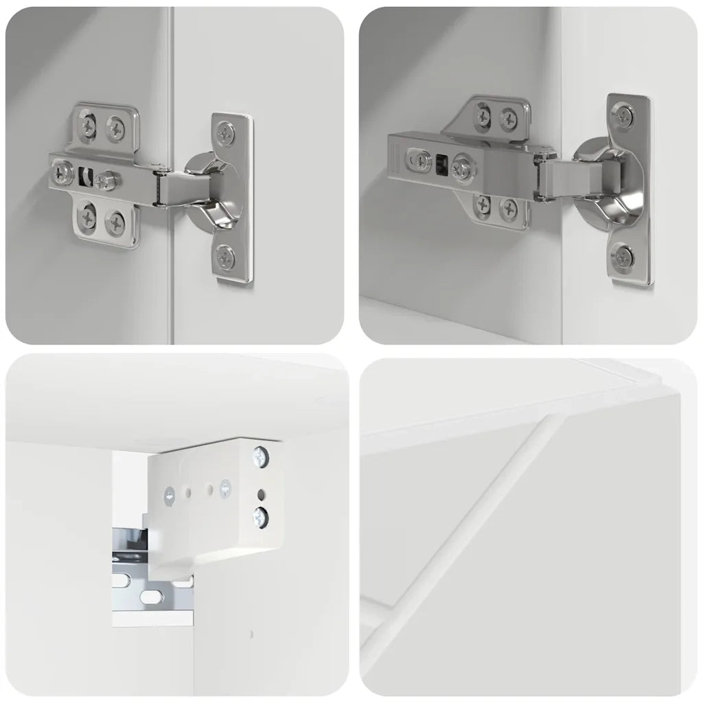 Mobiletto per specchio-Armadietto a Specchio da Bagno Bianco 59 x 17 x 55 cm Legno multistrato
