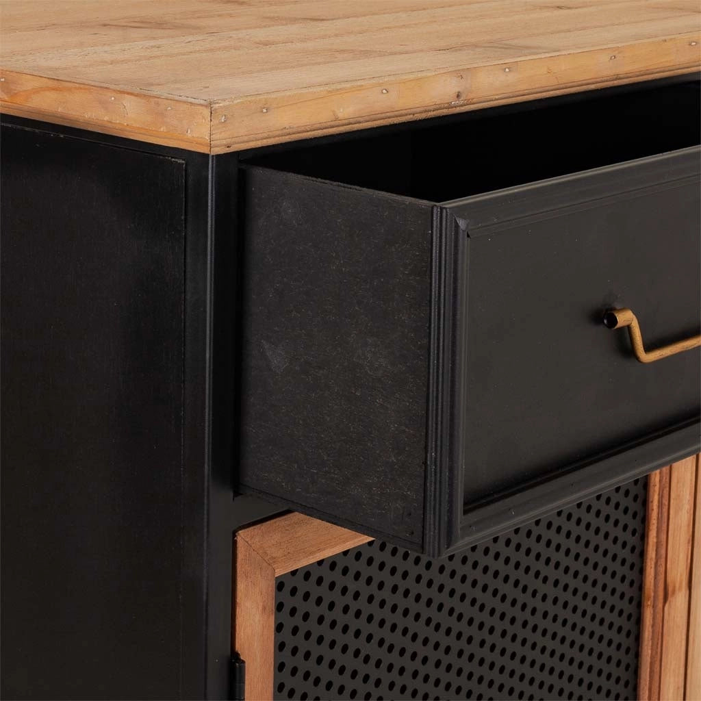 Mobile da ingresso in legno e metallo nero 80x34x90h