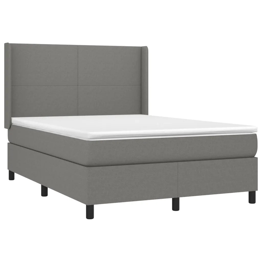 Letto a Molle Materasso e LED Grigio Scuro 140x190cm in Tessuto 3138150