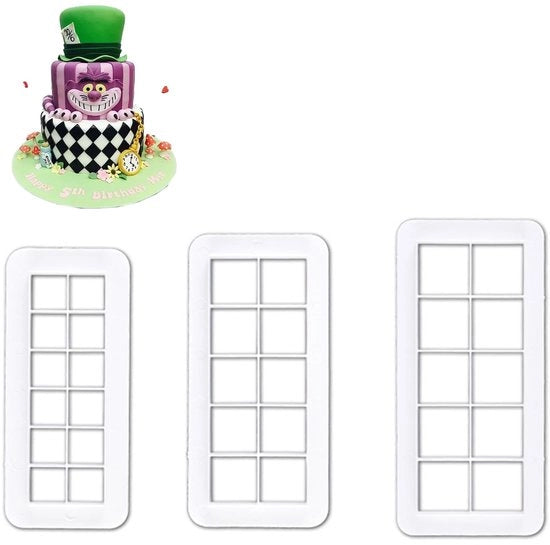 Set di forme a biscotto - 3 misure - Forme quadrati con spigolo - Plastica con rivestimento antiscivolo - Resistenti alla lavatrice - Progetti di cottura creativi - Forme per biscotto con spigolo
