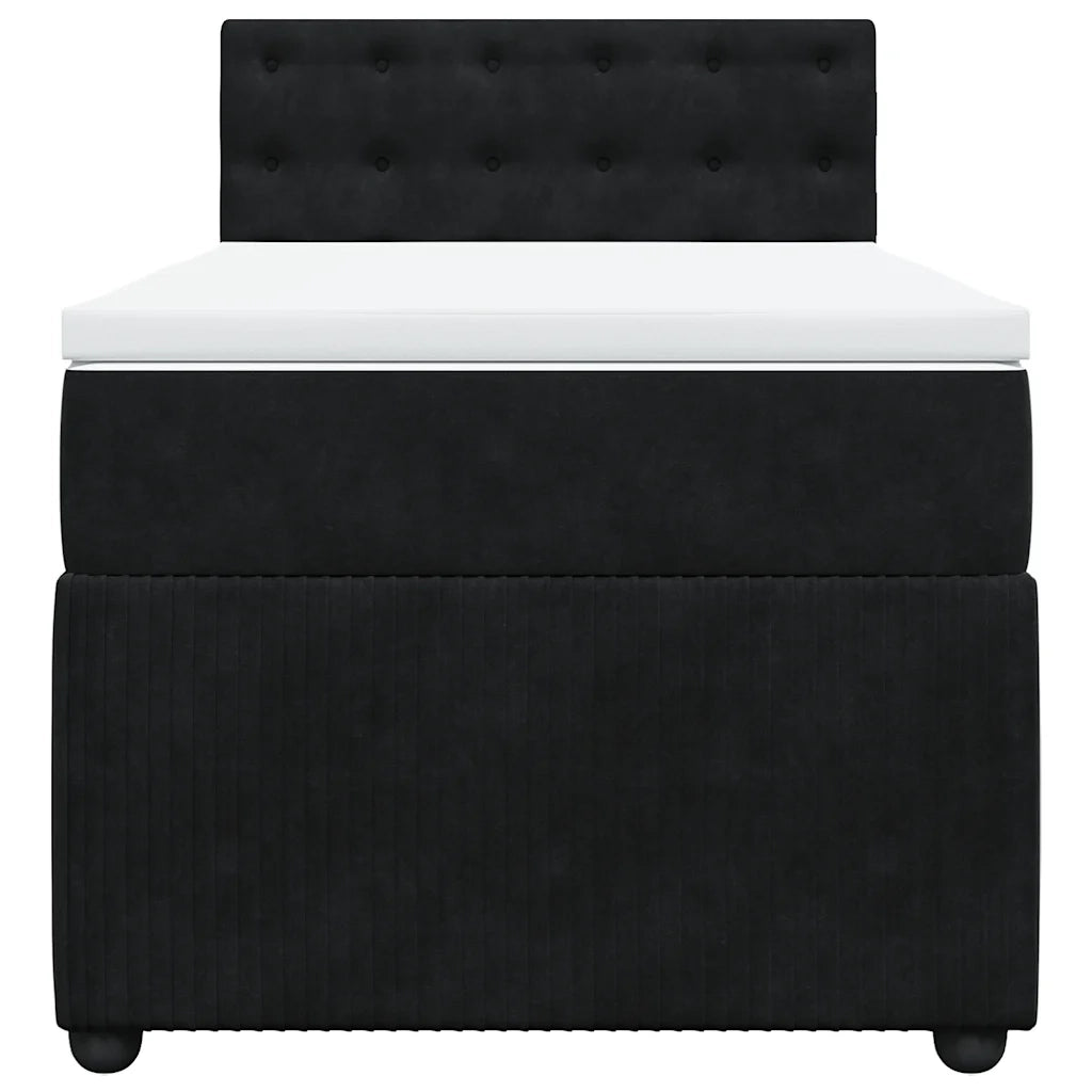 Giroletto a Molle con Materasso-Struttura Letto Nero 80x200 cm in Velluto 746087