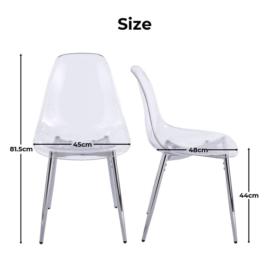 Set tavolo e sedie 5 pezzi 80x80x75 cm in metallo e vetro trasparente