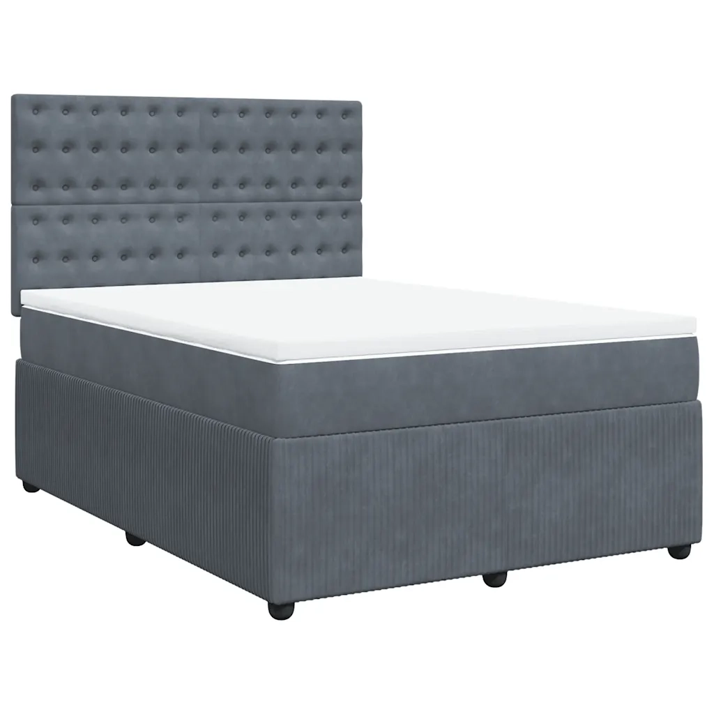 Giroletto a Molle con Materasso Grigio Scuro 140x190 cm Velluto 3292347