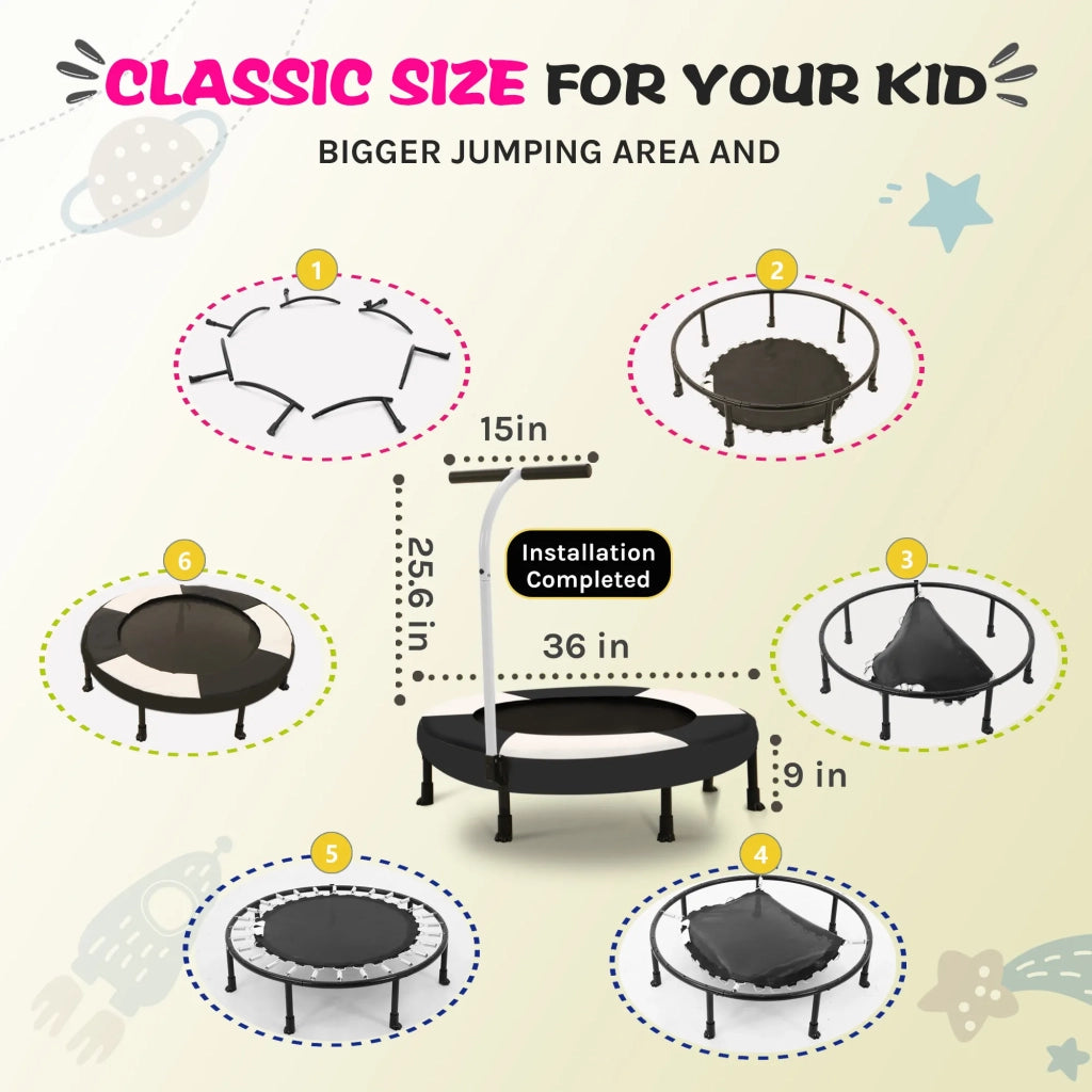Rampolino per bambini, 91 cm, nero