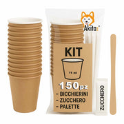 Akitaink Kit Caffe Eco 150 Pezzi Bicchieri Palette