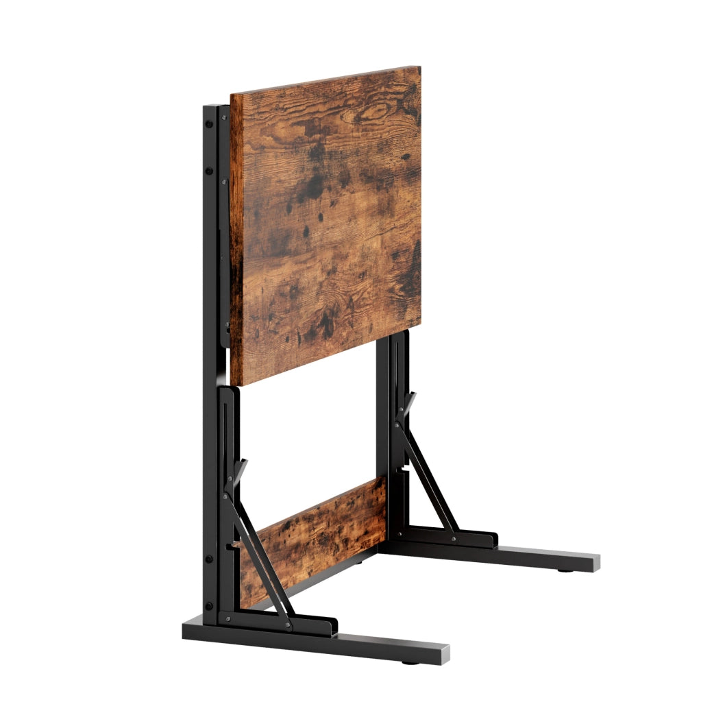 Tavolino a C pieghevole 60x37x71 cm in metallo e pannello effetto legno rustico HOMVRA