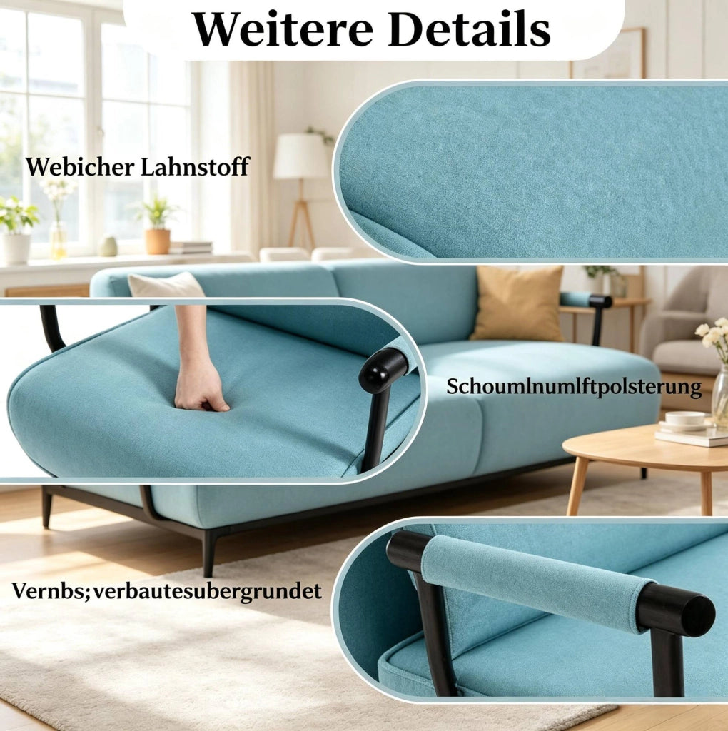 Poltrona letto ULEVR 3 in 1 blu con schienale regolabile in 5 posizioni, struttura in metallo, portata 150 kg
