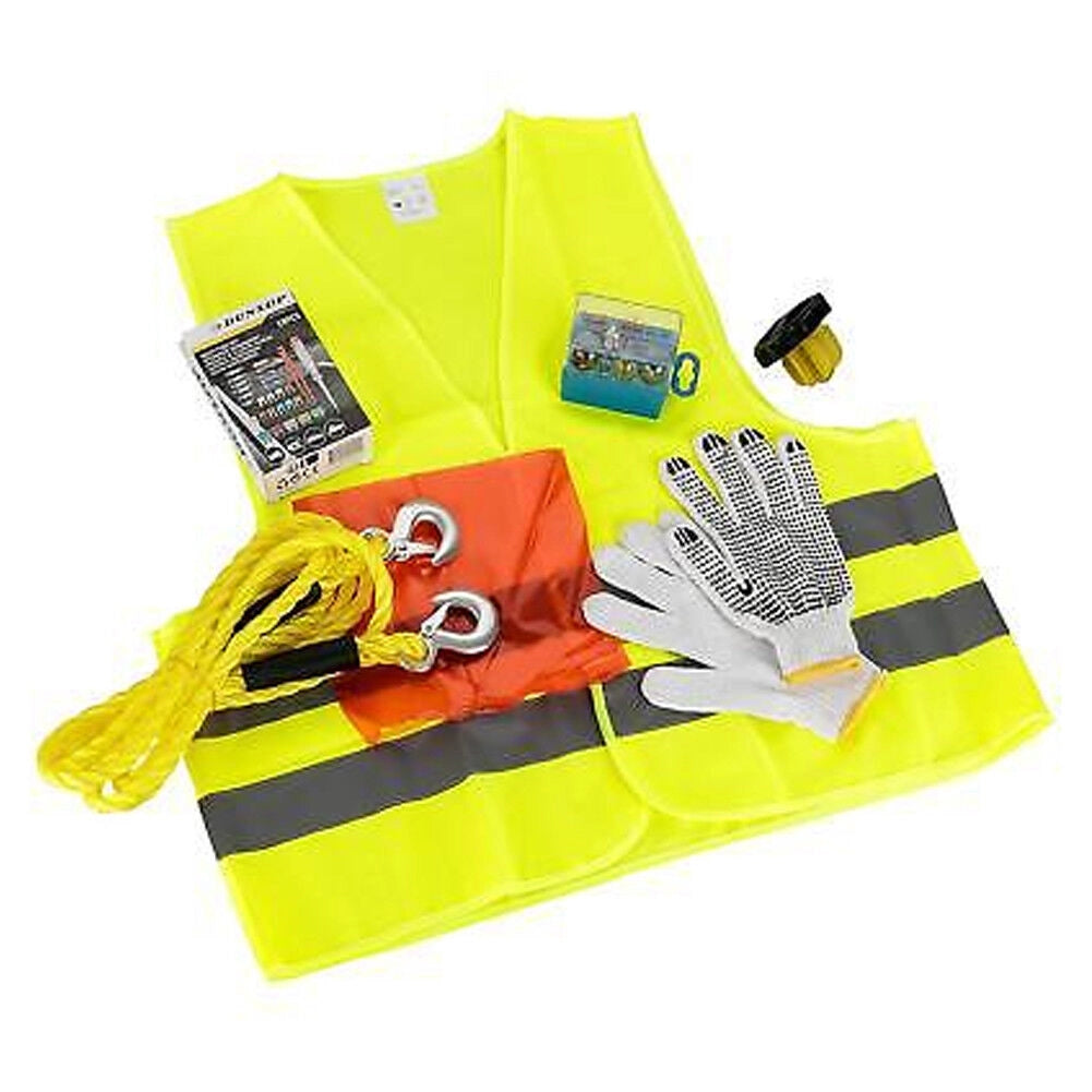 KIt Emergenza Auto con set Lampadine Fari e Fusibili di Ricambio Corda e Guanti