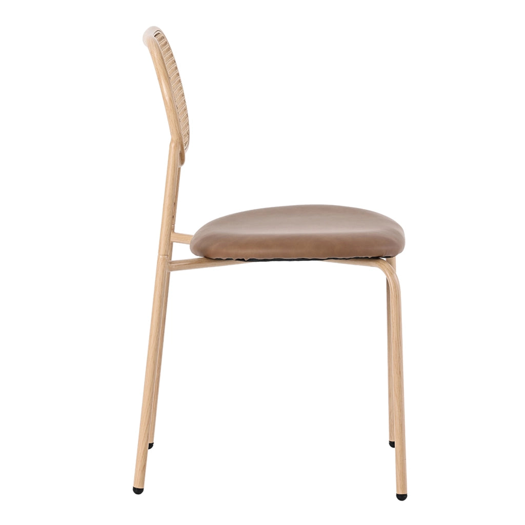 Set 4 Sedie da Pranzo con Gambe in Metallo e Seduta in Rattan ¨C Xylo ¨C Marrone