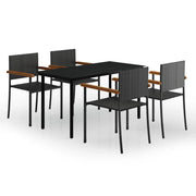 Set Mobili da Pranzo per Giardino 5 pz | Set Salotto da Giardino Nero