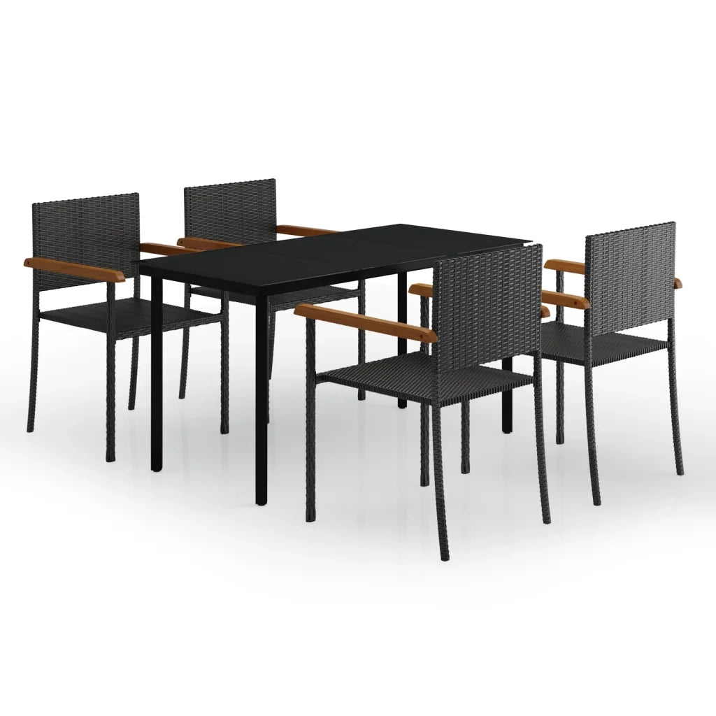 Set Mobili da Pranzo per Giardino 5 pz | Set Salotto da Giardino Nero