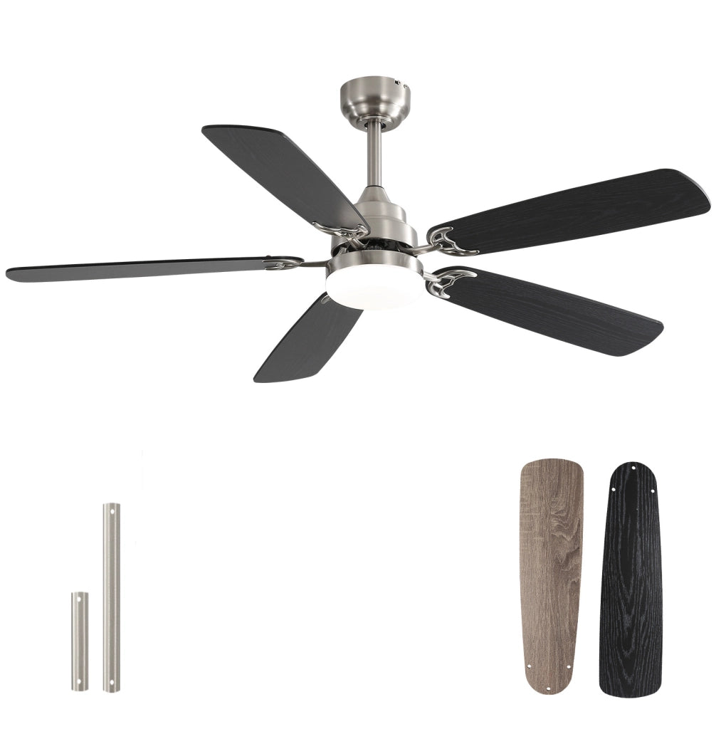 Ventilatore a soffitto YEAVIO 52" con LED dimmerabile, 6 velocità, 5 pale, telecomando e motore DC reversibile