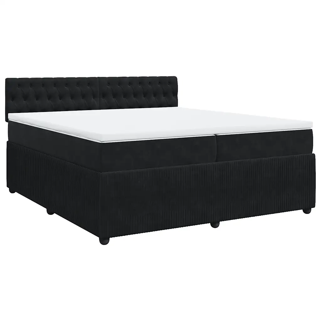 Giroletto a Molle con Materasso Nero 200x200 cm in Velluto