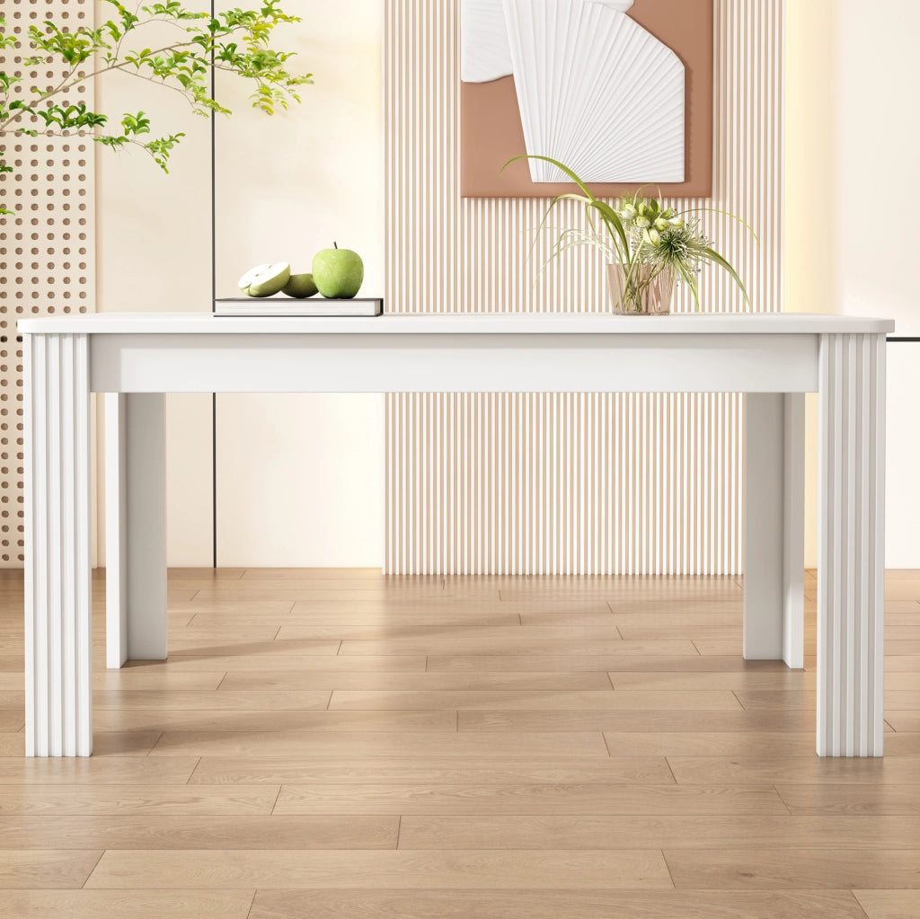 TAVOLO DA PRANZO moderno bianco in truciolare, struttura a 4 gambe