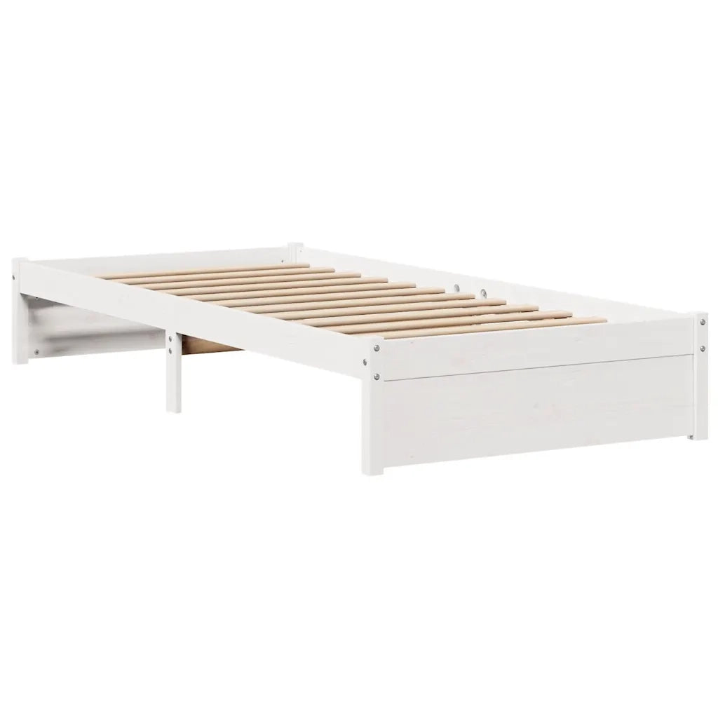 Giroletto con Testiera Bianco 75x190 cm Legno Massello di Pino 3306721