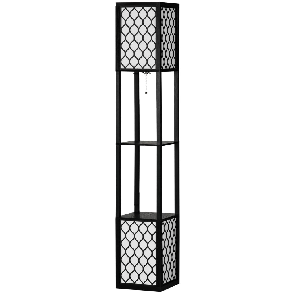 Lampada da terra con scaffale doppio e doppia illuminazione, 40W, portalampada E27, interruttore a catena, per soggiorno e camera da letto