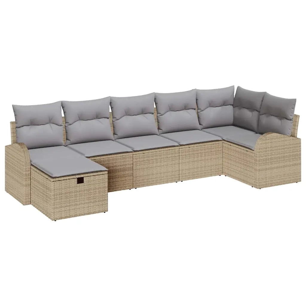 Set di divani con cuscino Beige e Grigio Chiaro polyrattan