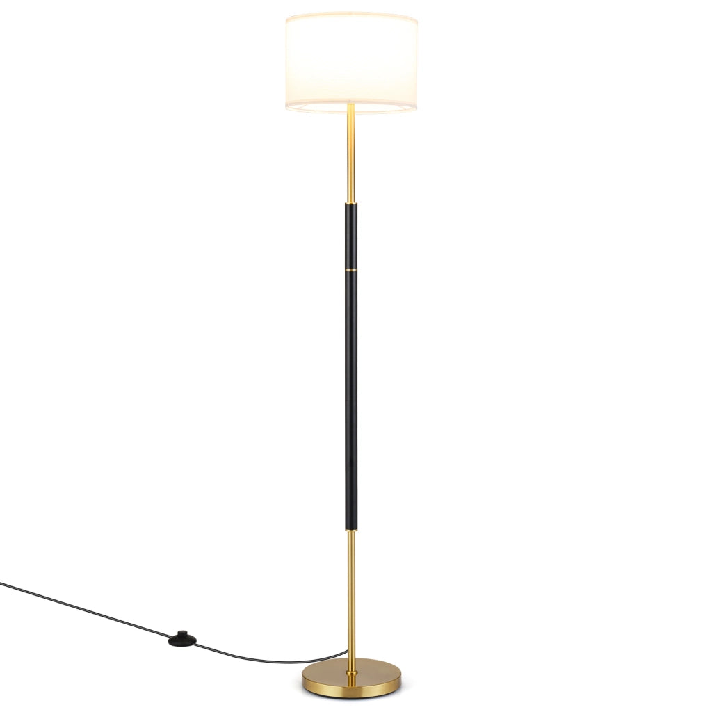 Lampada da terra interruttore a pedale base zavorrata e piedini antiscivolo, Lampada da lettura con paralume in tessuto di lino