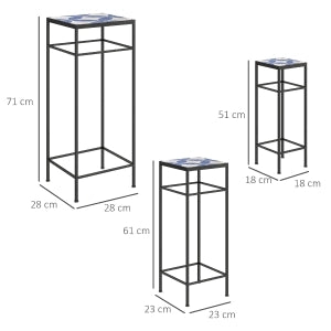 PORTAFIORI Set da 3 pezzi in metallo blu
