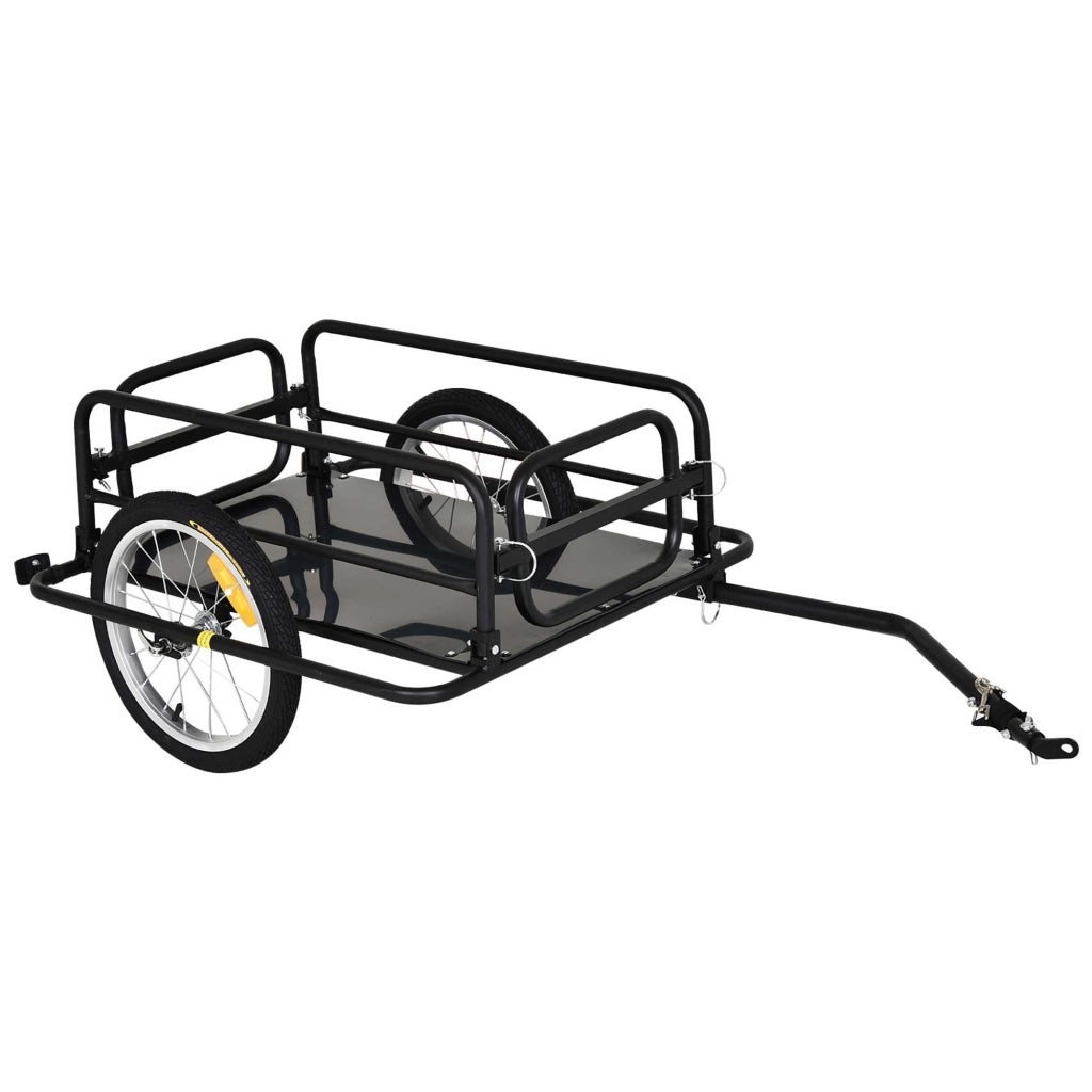Carrello Rimorchio per Bici ¨C Xylo ¨C Pareti Pieghevoli, Acciaio e PE, 139x71.5x49 cm, Nero